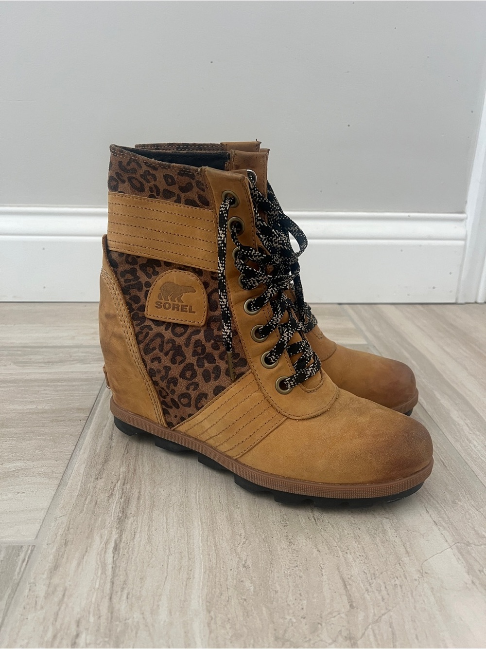 Sorel Women's Wedge Boots with Leopard Design